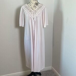 Shadowline Lace Trim Nightgown Vintage Button Front Lounger‎ Sleepwear Large
